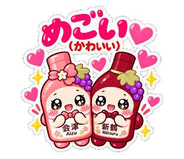 新鶴ワイナリー公式LINEスタンプ「あいちゃんとつるくんスタンプ2」